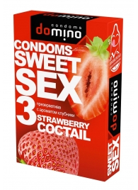 Презервативы для орального секса DOMINO Sweet Sex с ароматом клубничного коктейля  - 3 шт. - Domino - купить с доставкой в Новочеркасске