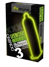 Презервативы DOMINO Neon Green со светящимся в темноте кончиком - 3 шт. - Domino - купить с доставкой в Новочеркасске