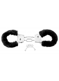 Меховые чёрные наручники Beginner s Furry Cuffs - Pipedream - купить с доставкой в Новочеркасске