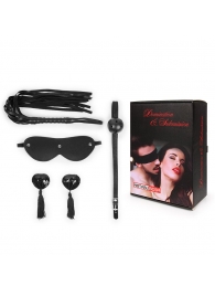 Эротический набор в черном цвете: маска, кляп, пэстисы, плётка - Notabu - купить с доставкой в Новочеркасске