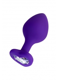 Фиолетовая анальная втулка Diamond Heart с прозрачным кристаллом - 8 см. - ToyFa - купить с доставкой в Новочеркасске