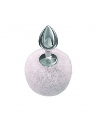 Серебристая анальная пробка с белым пушистым хвостиком Twinkle - Lola Games - купить с доставкой в Новочеркасске