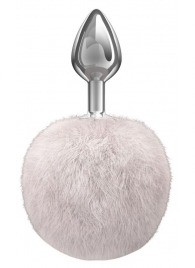 Серебристая анальная пробка с белым пушистым хвостиком Twinkle - Lola Games - купить с доставкой в Новочеркасске