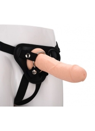 Черные трусики с телесной насадкой STRAP ON REAL DILDO - 21 см. - Dream Toys - купить с доставкой в Новочеркасске