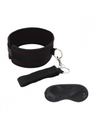 Черный ошейник с длинным поводком Collar and Leash Set - Lux Fetish - купить с доставкой в Новочеркасске