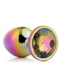 Голографическая анальная втулка с радужным кристаллом - 7,1 см. - Dream Toys - купить с доставкой в Новочеркасске