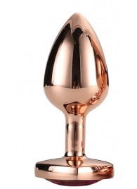 Золотистая анальная втулка с кристаллом-сердечком розового цвета - 7,1 см. - Dream Toys - купить с доставкой в Новочеркасске
