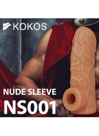 Телесная открытая насадка-реалистик с подхватом мошонки Nude Sleeve M - 12 см. - KOKOS - в Новочеркасске купить с доставкой