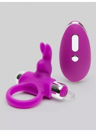 Лиловое виброкольцо с пультом ДУ Remote Control Cock Ring - Happy Rabbit - в Новочеркасске купить с доставкой