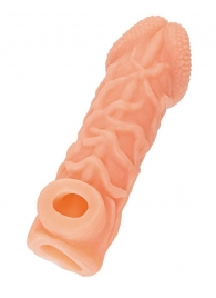 Телесная закрытая насадка с венками Cock Sleeve Size S - 13,8 см. - KOKOS - в Новочеркасске купить с доставкой