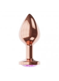 Пробка цвета розового золота с фиолетовым кристаллом Diamond Amethyst Shine S - 7,2 см. - Lola Games - купить с доставкой в Новочеркасске
