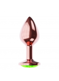 Пробка цвета розового золота с лаймовым кристаллом Diamond Emerald Shine S - 7,2 см. - Lola Games - купить с доставкой в Новочеркасске