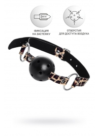 Черный кляп-шар на леопардовых ремешках Anonymo - ToyFa - купить с доставкой в Новочеркасске
