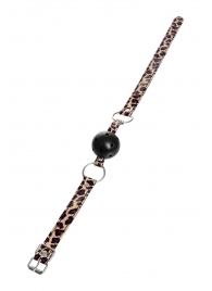 Черный кляп-шар на леопардовых ремешках Anonymo - ToyFa - купить с доставкой в Новочеркасске