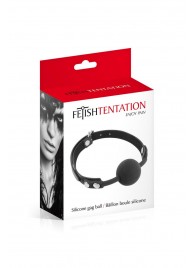 Черный силиконовый кляп-шарик на ремешках - Fetish Tentation - купить с доставкой в Новочеркасске