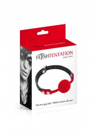 Красный кляп-шарик на черных ремешках - Fetish Tentation - купить с доставкой в Новочеркасске