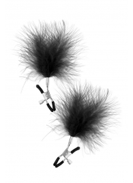 Зажимы на соски с черными пуховыми кисточками Sweet Caress Feather Nipple Clumps - Sweet Caress - купить с доставкой в Новочеркасске
