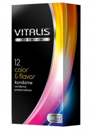 Цветные ароматизированные презервативы VITALIS PREMIUM color   flavor - 12 шт. - Vitalis - купить с доставкой в Новочеркасске
