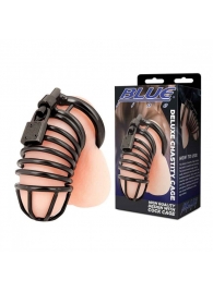 Черная металлическая клетка с замком Deluxe Chastity Cage - BlueLine - купить с доставкой в Новочеркасске