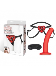 Красный поясной фаллоимитатор Red Heart Strap on Harness   5in Dildo Set - 12,25 см. - Lux Fetish - купить с доставкой в Новочеркасске