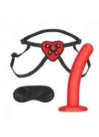 Красный поясной фаллоимитатор Red Heart Strap on Harness   5in Dildo Set - 12,25 см. - Lux Fetish - купить с доставкой в Новочеркасске