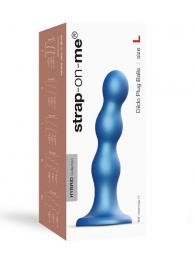 Голубая насадка Strap-On-Me Dildo Plug Balls size L - Strap-on-me - купить с доставкой в Новочеркасске