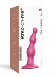 Розовая насадка Strap-On-Me Dildo Plug Beads size S - Strap-on-me - купить с доставкой в Новочеркасске