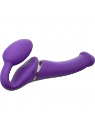 Фиолетовый безремневой вибрострапон Vibrating Bendable Strap-On - size L - Strap-on-me - купить с доставкой в Новочеркасске