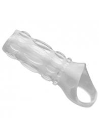 Насадка на пенис с кольцом для мошонки Clear Sensations Enhancer Sex Sleeve - 11,5 см. - XR Brands - в Новочеркасске купить с доставкой