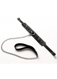 Черный ошейник с шипами и поводком - Crazy Handmade - купить с доставкой в Новочеркасске