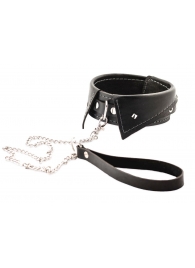 Черный ошейник-воротничок с металлическим поводком - Crazy Handmade - купить с доставкой в Новочеркасске