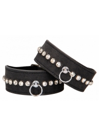 Черные наручники Diamond Studded Wrist Cuffs - Shots Media BV - купить с доставкой в Новочеркасске