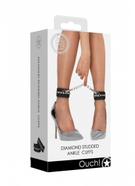 Черные поножи Diamond Studded Ankle Cuffs - Shots Media BV - купить с доставкой в Новочеркасске