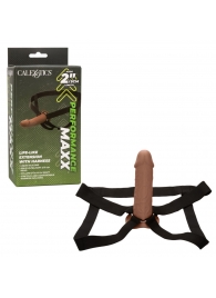 Коричневый фаллопротез Life-Like Extension with Harness - 17,75 см. - California Exotic Novelties - купить с доставкой в Новочеркасске