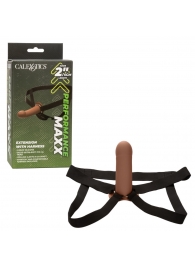 Коричневый фаллопротез из силикона Extension with Harness - 15,75 см. - California Exotic Novelties - купить с доставкой в Новочеркасске