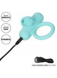 Аквамариновое эрекционное виброкольцо Silicone Rechargeable Nubby Lover’s Delight - California Exotic Novelties - в Новочеркасске купить с доставкой