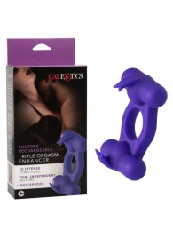 Фиолетовое эрекционное виброкольцо с двумя моторами Silicone Rechargeable Triple Orgasm Enhancer - California Exotic Novelties - в Новочеркасске купить с доставкой