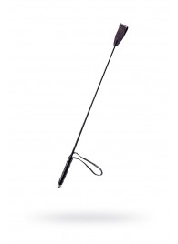 Чёрный стек с кожаной ручкой - 58 см. - Sitabella - купить с доставкой в Новочеркасске