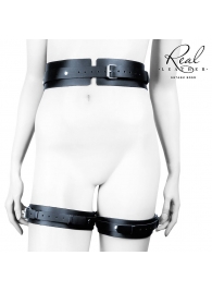 Черный кожаный пояс с гартерами - S-M - Notabu - купить с доставкой в Новочеркасске