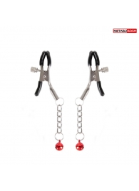 Серебристые зажимы на соски с шариками на цепочках - Notabu - купить с доставкой в Новочеркасске