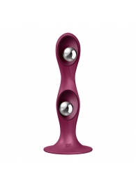 Малиновый фаллоимитатор Double Ball-R - 17,8 см. - Satisfyer