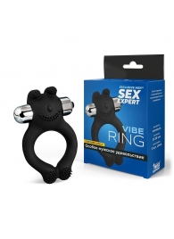 Черное силиконовое эрекционное виброкольцо Sex Expert - Sex Expert - в Новочеркасске купить с доставкой