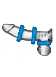 Комплект из трех голубых эрекционных колец 3-Pack Ribbed Rider Cock Ring Set - BlueLine - в Новочеркасске купить с доставкой