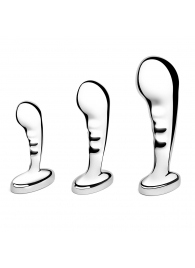 Набор из 3 стальных стимуляторов простаты Stainless Steel P-spot Training Set - b-Vibe - в Новочеркасске купить с доставкой