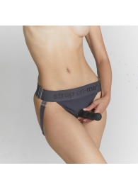 Серые трусики для фиксации насадок Strap-on-me Harness Lingerie Unique - Strap-on-me - купить с доставкой в Новочеркасске