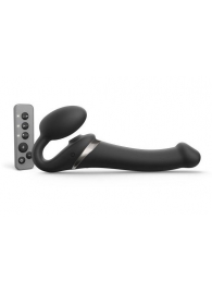 Черный безремневой страпон Multi Orgasm Size M с клиторальной стимуляцией - Strap-on-me - купить с доставкой в Новочеркасске