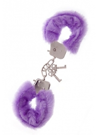 Фиолетовые меховые наручники METAL HANDCUFF WITH PLUSH LAVENDER - Dream Toys - купить с доставкой в Новочеркасске