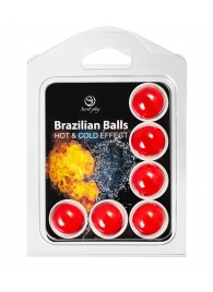 Набор из 6 шариков с массажным маслом Brazilian Balls с охлаждающим и разогревающим эффектом - Secret Play - купить с доставкой в Новочеркасске