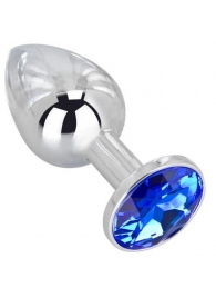 Анальное украшение BUTT PLUG  Small с синим кристаллом - 7 см. - Anal Jewelry Plug - купить с доставкой в Новочеркасске