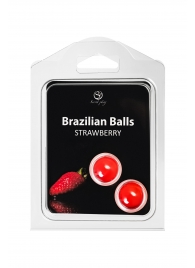 Набор из 2 шариков с массажным маслом Brazilian Balls с ароматом клубники - Secret Play - купить с доставкой в Новочеркасске